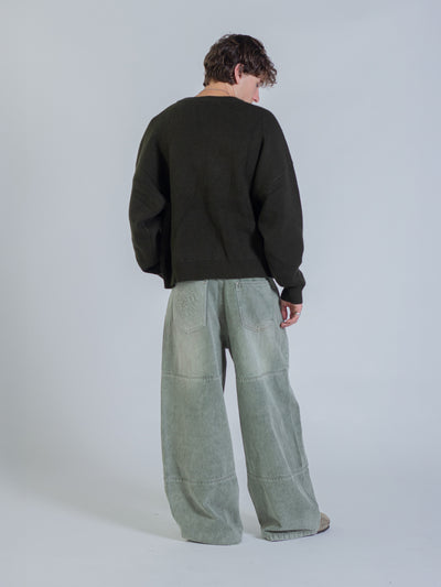 HEART KNIT SWEATER - DEEP OLIVE