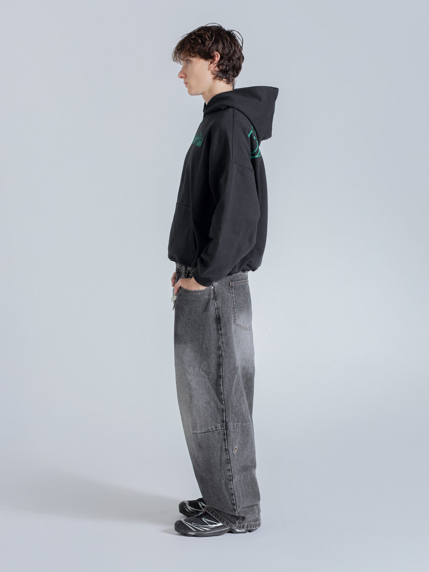 SCRIPT TEXT HOODIE - FADED BLACK – DRMERS CLUB