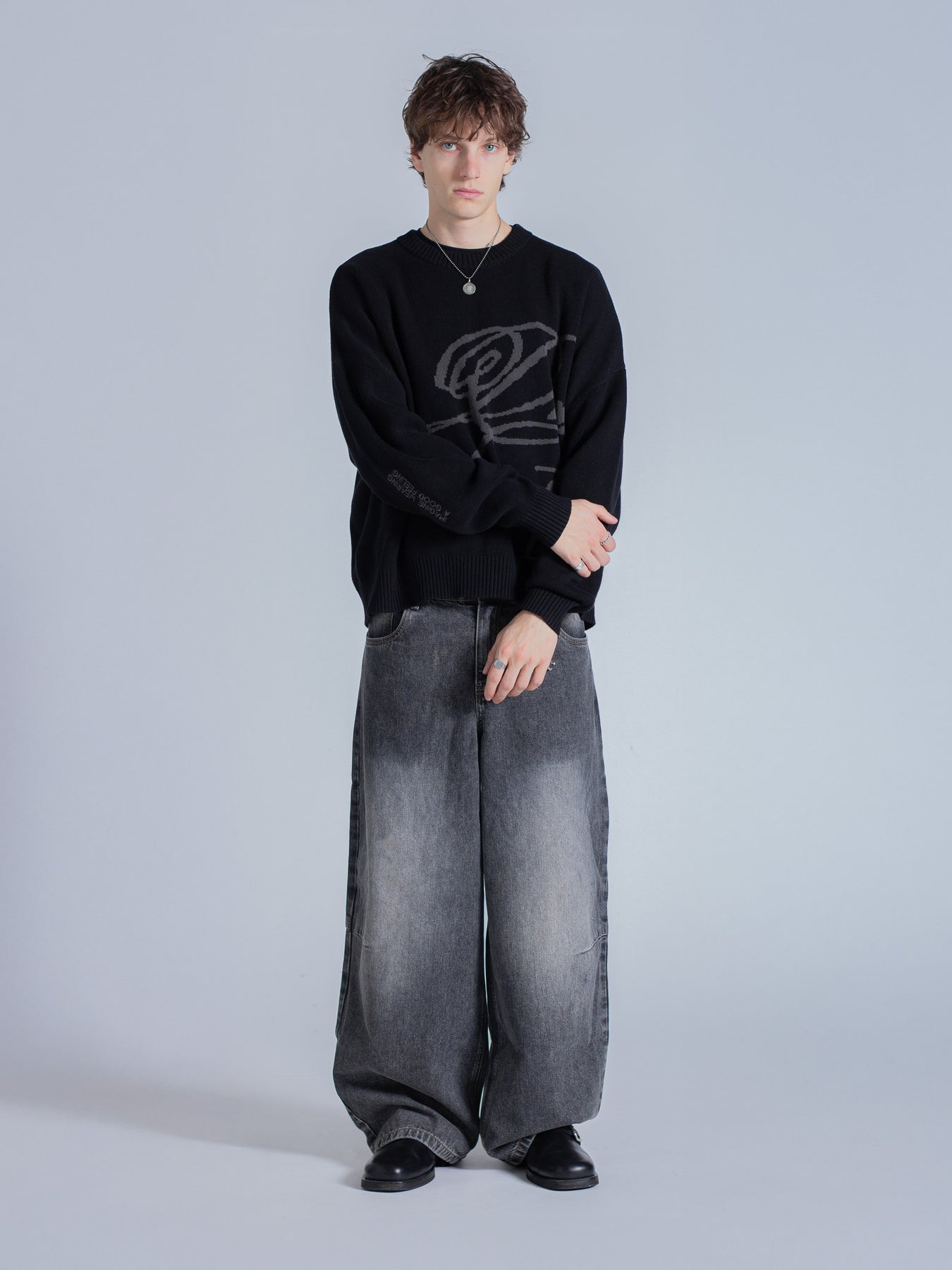 Essentials Cursive Knit CURSIVE TEXT KNIT - BLACK – DRMERS CLUB