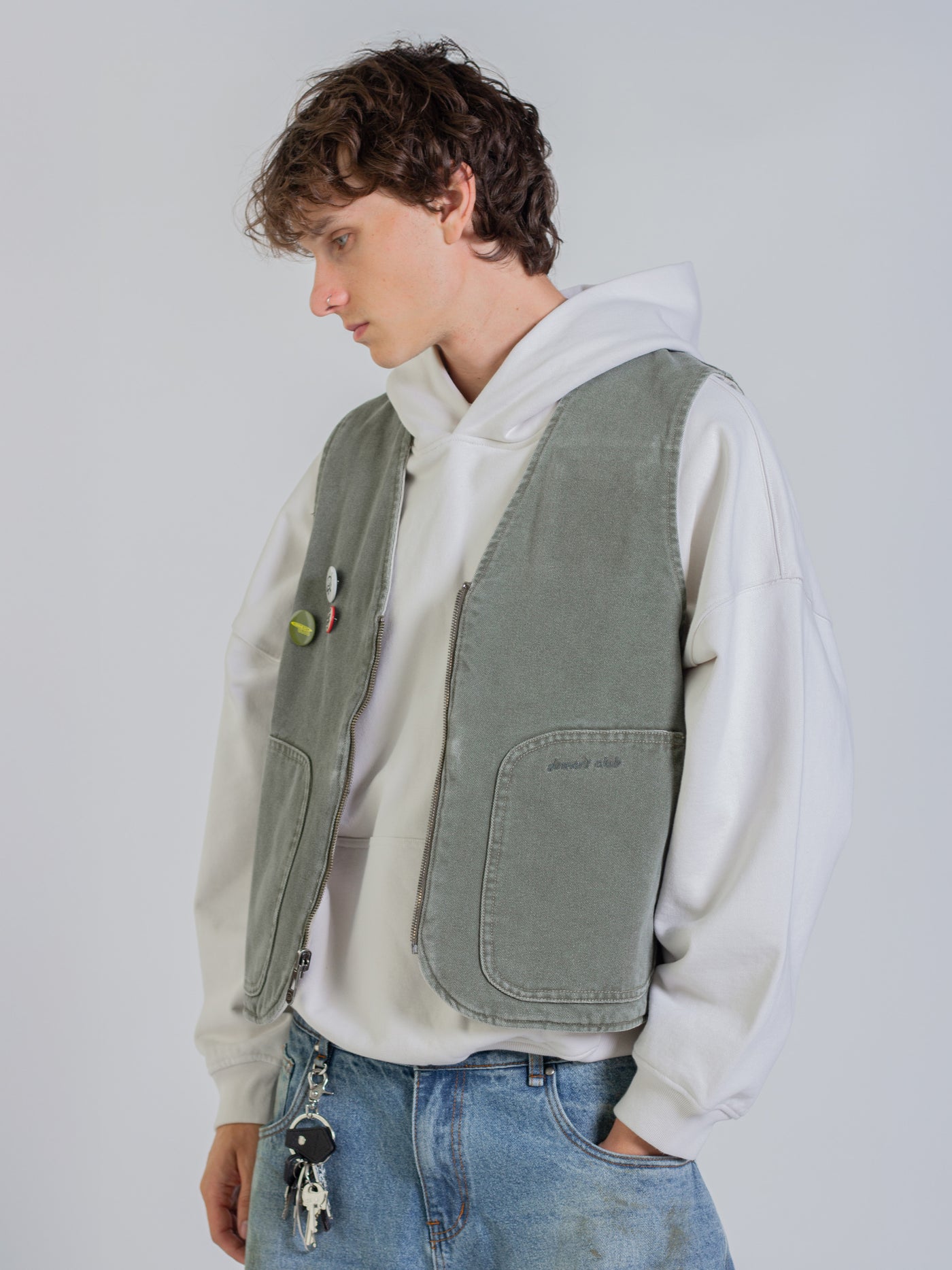 REVERSIBLE UTILITY VEST - GREEN/GREY