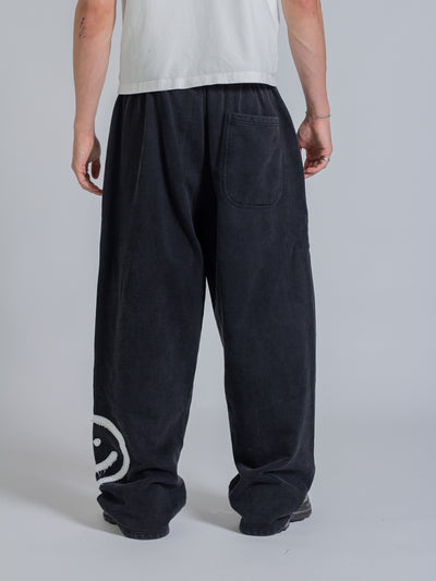 SMILEY PATCH SWEATPANTS - VINTAGE BLACK