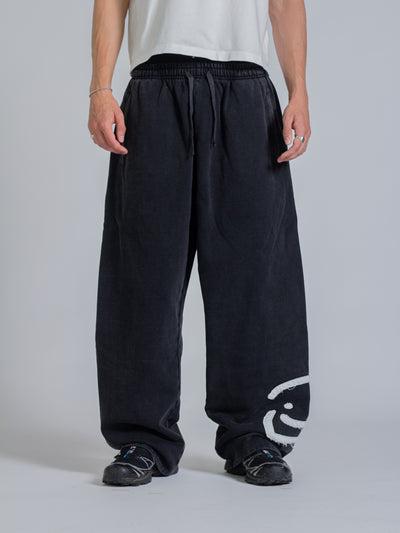 SMILEY PATCH SWEATPANTS - VINTAGE BLACK