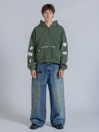 FLOATING LETTERS ZIP UP - FADED PINE