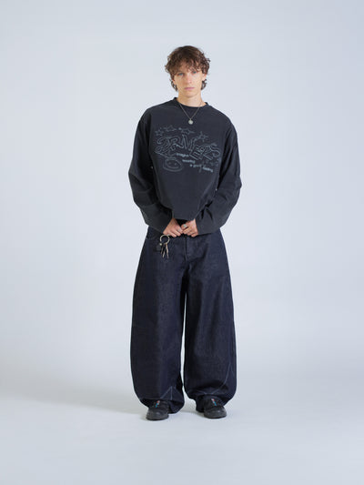 LINEWORK LONG SLEEVE TEE - BLACK