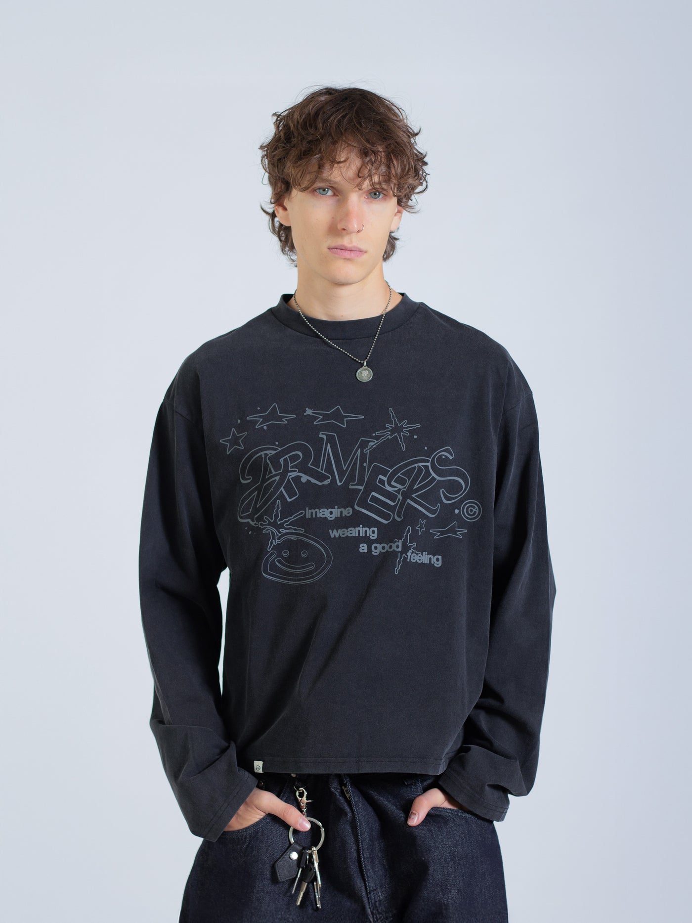 LINEWORK LONG SLEEVE TEE - BLACK