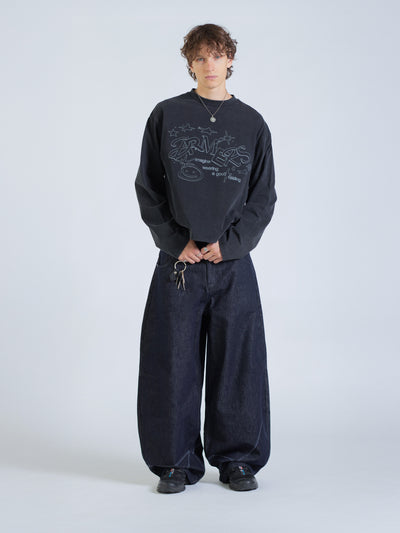 LINEWORK LONG SLEEVE TEE - BLACK