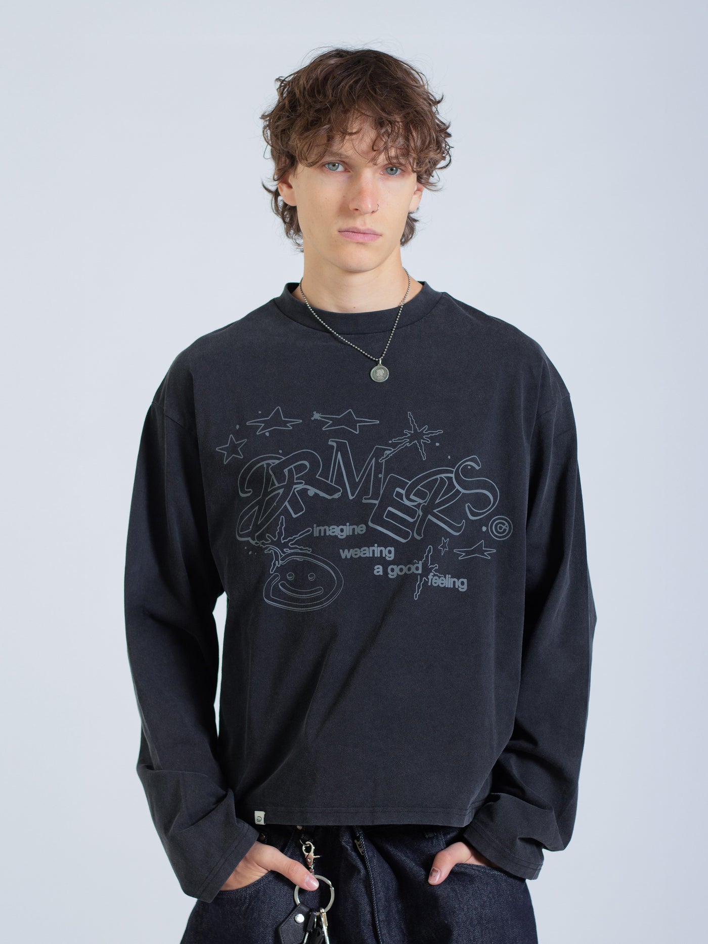 LINEWORK LONG SLEEVE TEE - BLACK