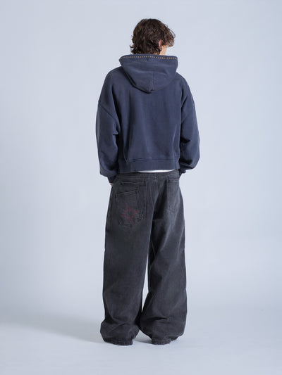 EMBROIDERED STARS HOODIE - STORM BLUE