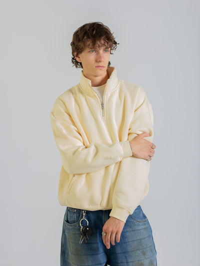 QUARTER ZIP FLEECE - CREAM