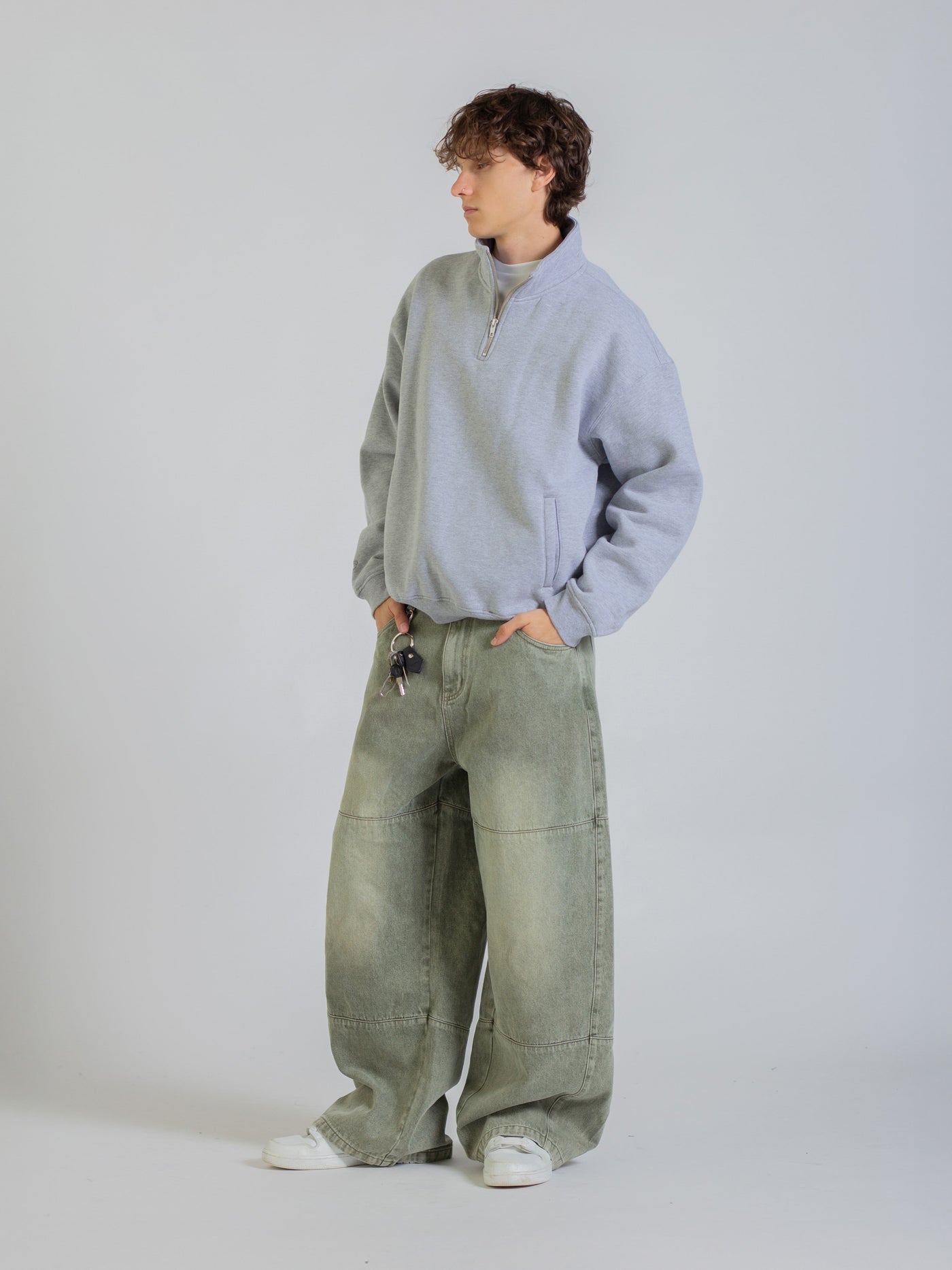 QUARTER ZIP FLEECE - GREY
