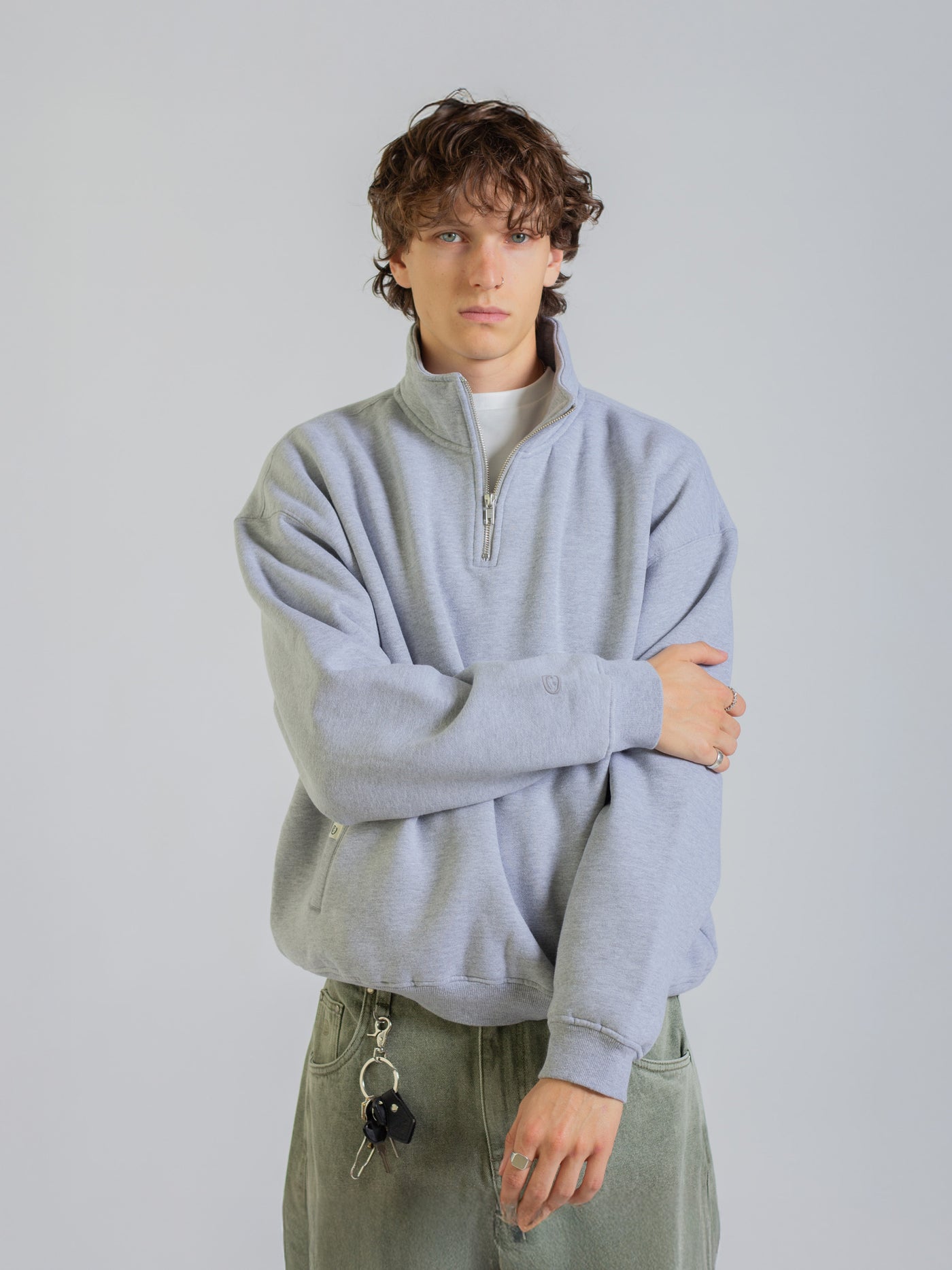 QUARTER ZIP FLEECE - GREY