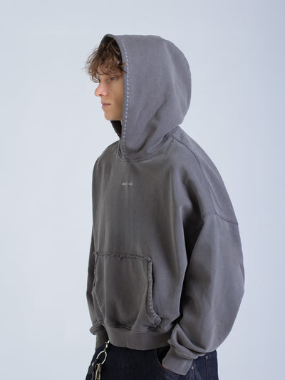EMBROIDERED STARS HOODIE - WARM GREY