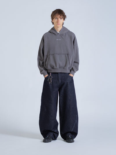 EMBROIDERED STARS HOODIE - WARM GREY