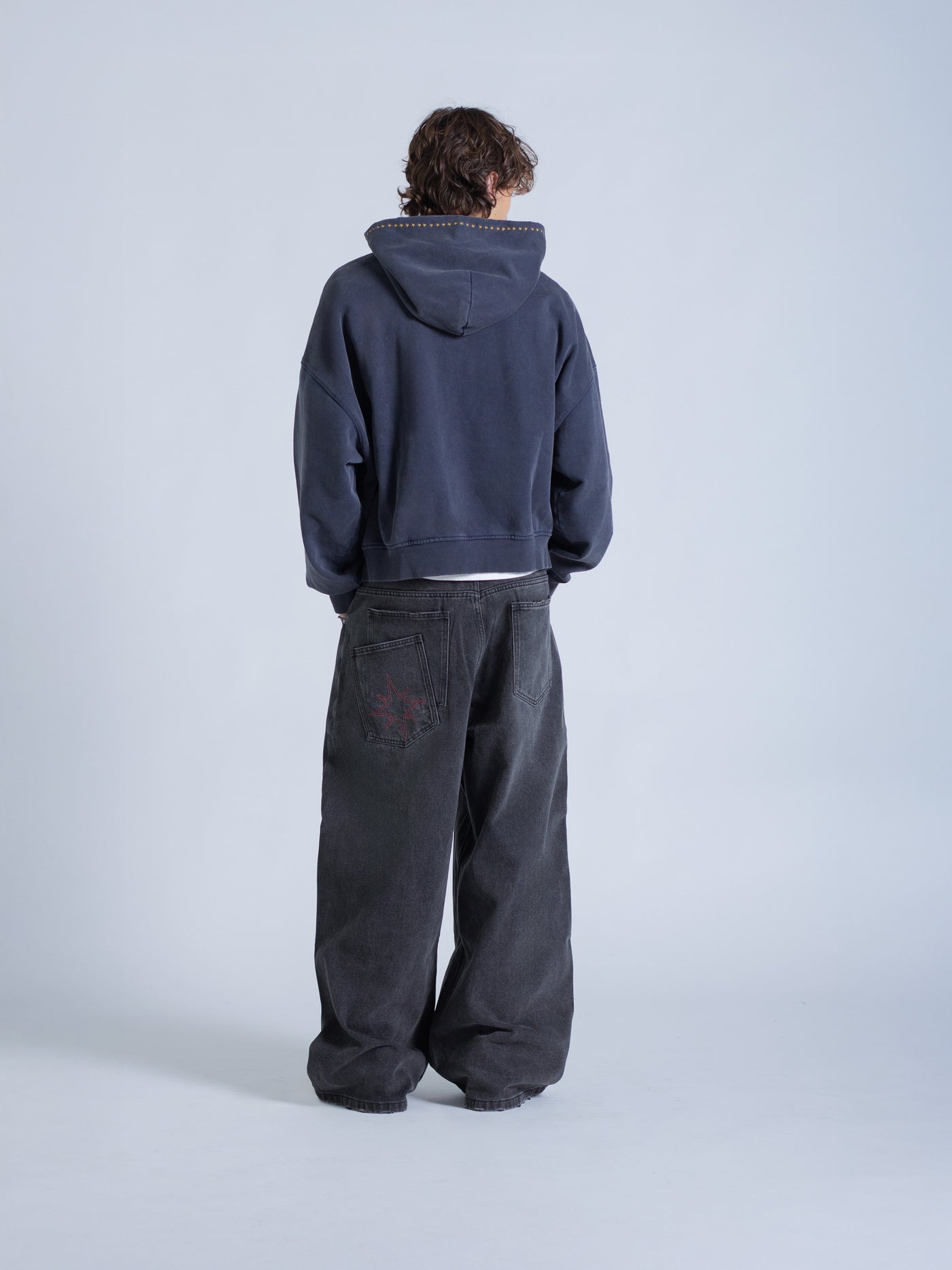 EMBROIDERED STARS HOODIE - STORM BLUE