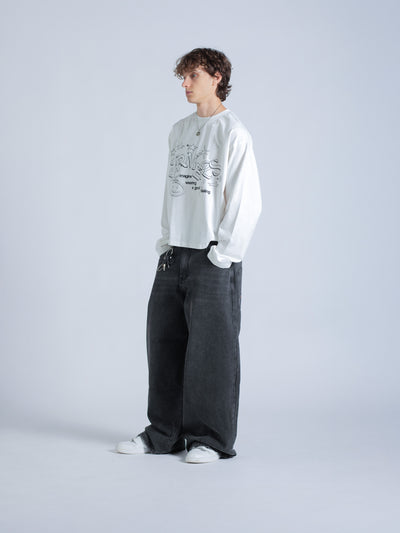 LINEWORK LONG SLEEVE TEE - WHITE