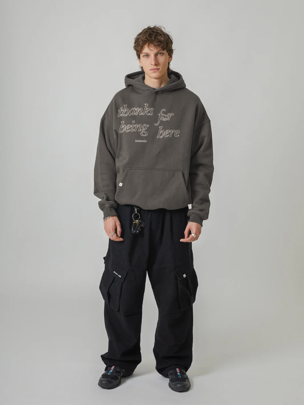 THANKS FOR BEING HERE V2 HOODIE - BURNT FOG