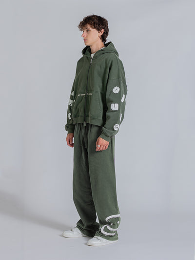 SMILEY PATCH SWEATPANTS - FADED PINE