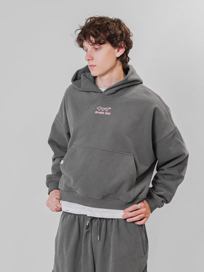 OPEN HEARTS BOXY HOODIE - CHARCOAL