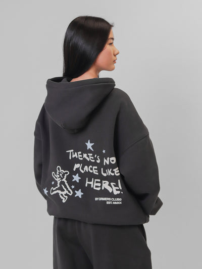 NO PLACE LIKE HERE HOODIE - FADED BLACK