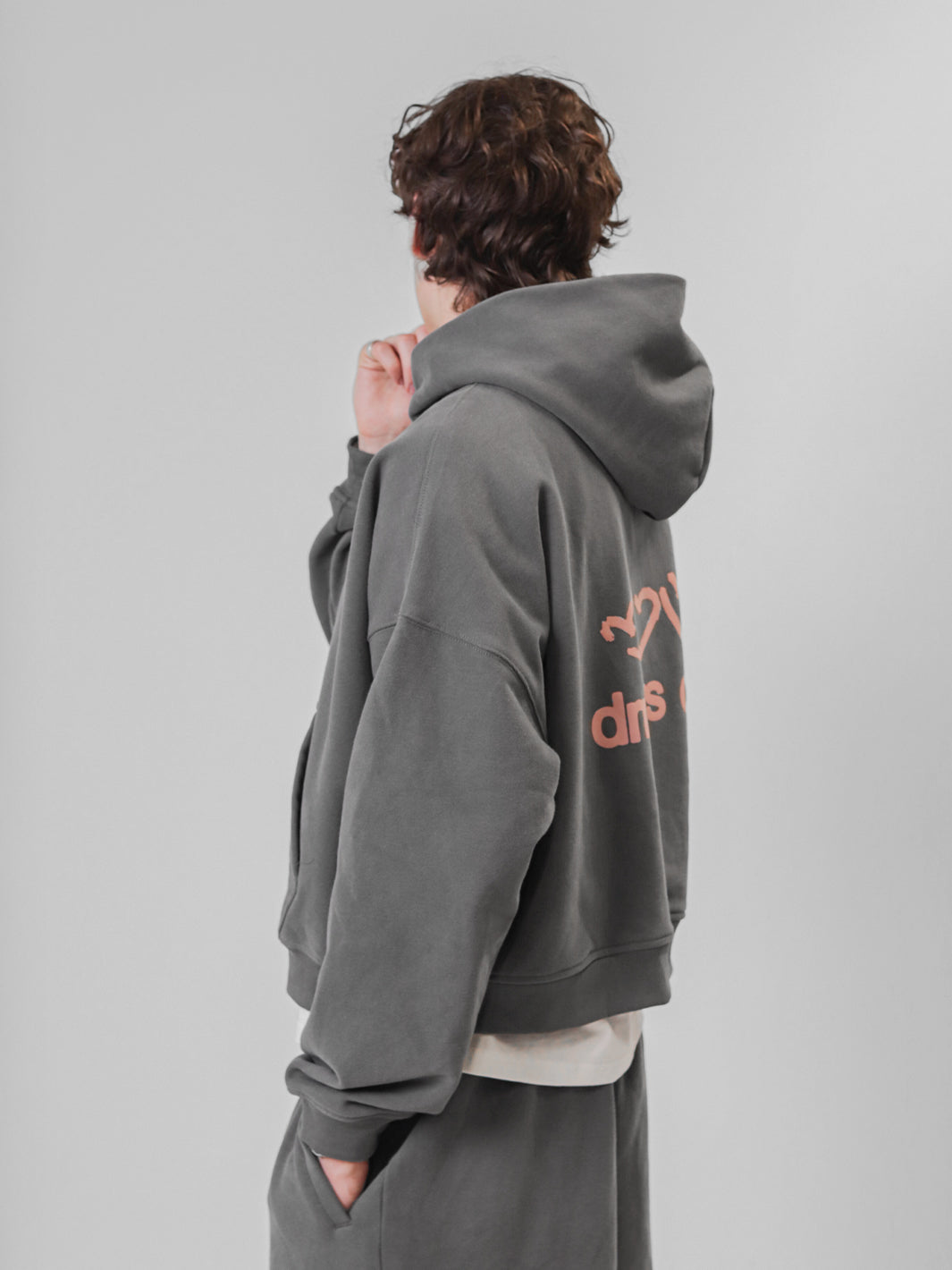 OPEN HEARTS BOXY HOODIE - CHARCOAL