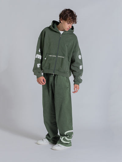 FLOATING LETTERS ZIP UP - FADED PINE