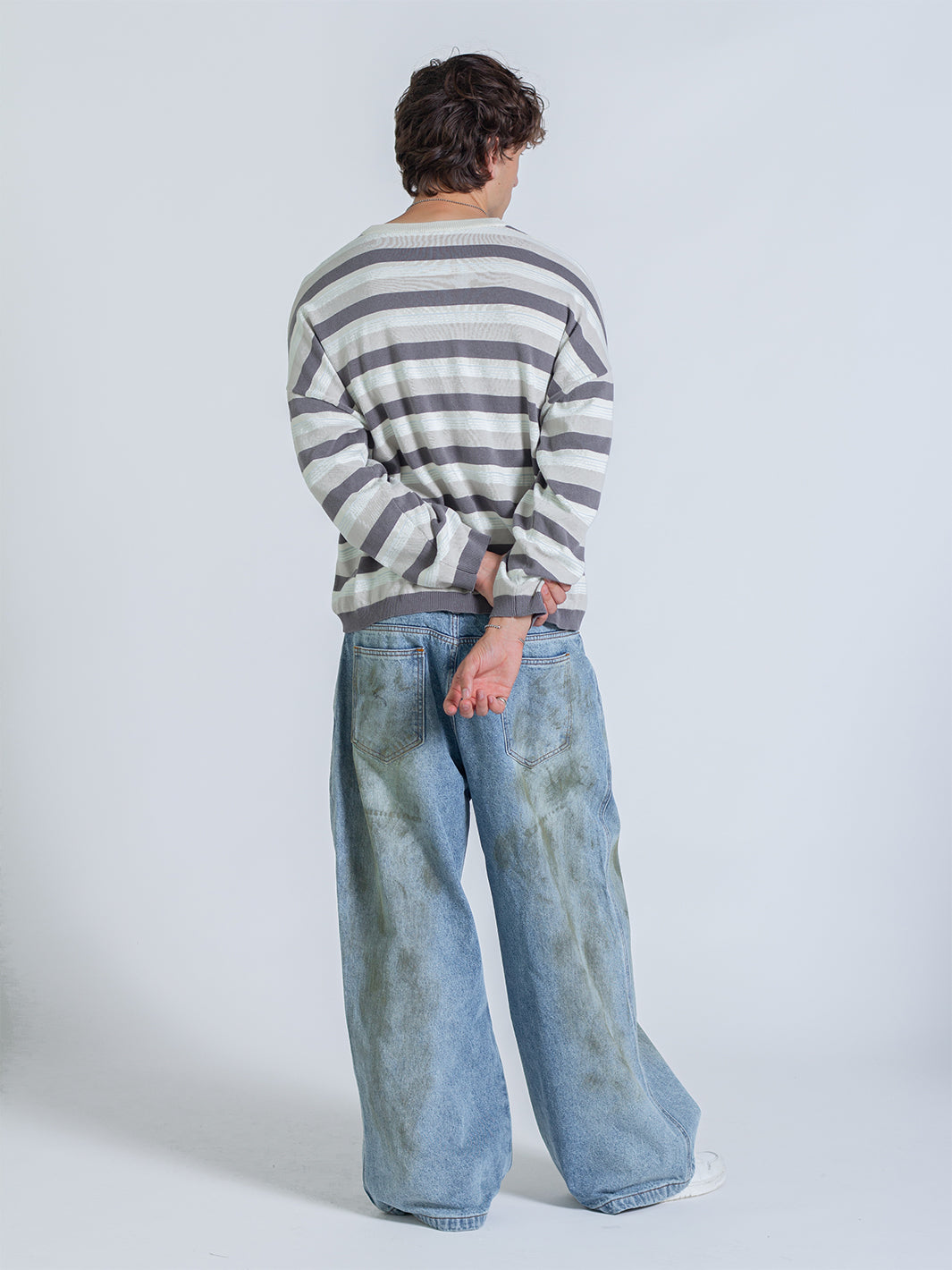 STRIPED LONG SLEEVE - LIGHT GREY