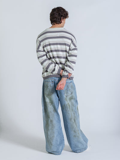 STRIPED LONG SLEEVE - LIGHT GREY