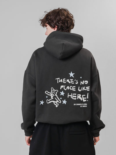 NO PLACE LIKE HERE HOODIE - FADED BLACK