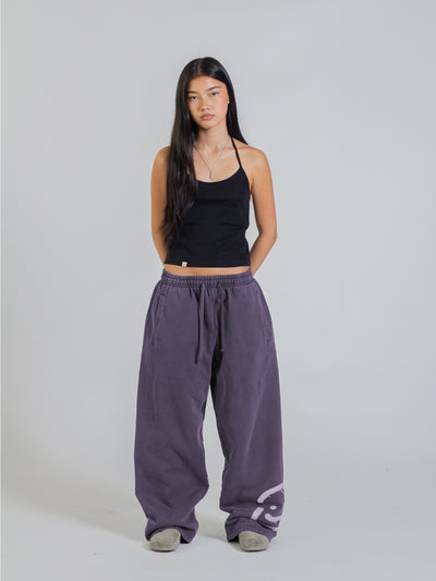 SMILEY PATCH SWEATPANTS - MIDNIGHT LAVENDER