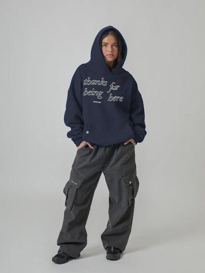 THANKS FOR BEING HERE V2 HOODIE - MIDNIGHT BLUE
