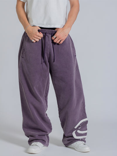 SMILEY PATCH SWEATPANTS - MIDNIGHT LAVENDER