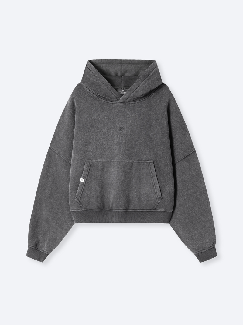 VINTAGE BOXY HOODIE - WASHED BLACK