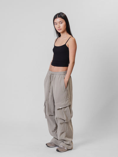 BAGGY CARGO SWEATPANTS - BEIGE