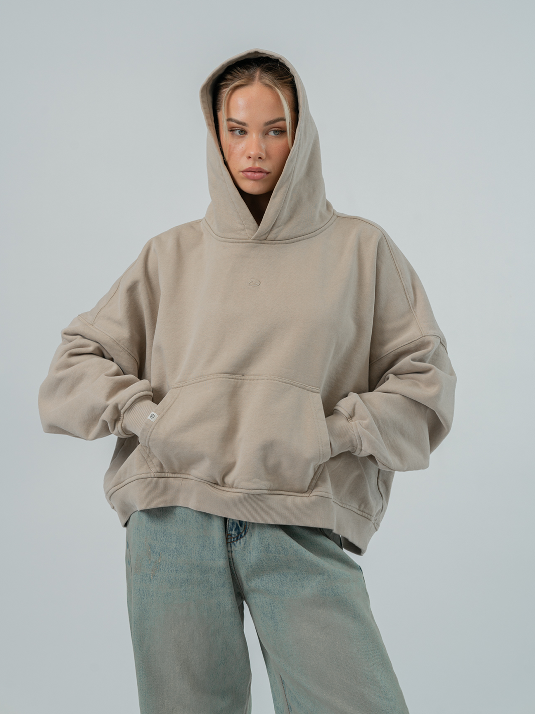 VINTAGE BOXY HOODIE - WASHED SAND