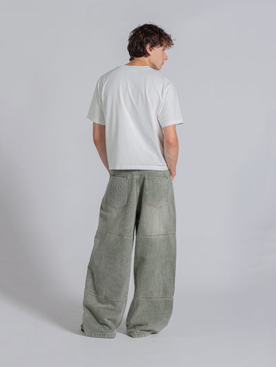 PANEL DENIM JEANS - WASHED GREEN