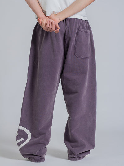 SMILEY PATCH SWEATPANTS - MIDNIGHT LAVENDER