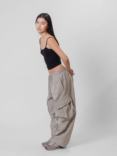 BAGGY CARGO SWEATPANTS - BEIGE