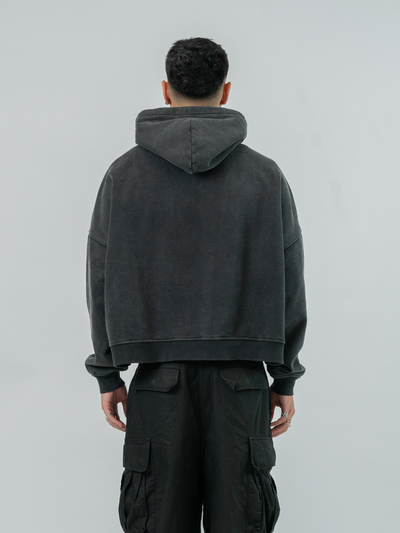 VINTAGE BOXY HOODIE - WASHED BLACK