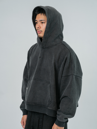 VINTAGE BOXY HOODIE - WASHED BLACK