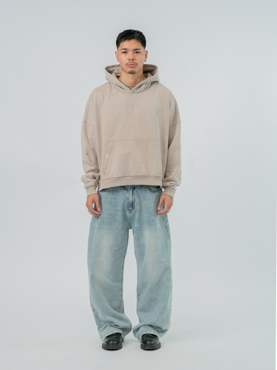 VINTAGE BOXY HOODIE - WASHED SAND