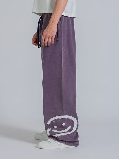 SMILEY PATCH SWEATPANTS - MIDNIGHT LAVENDER