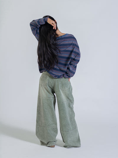 STRIPED LONG SLEEVE - NAVY