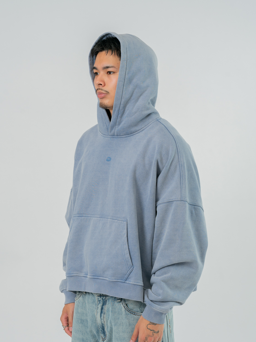 VINTAGE BOXY HOODIE - PALE BLUE