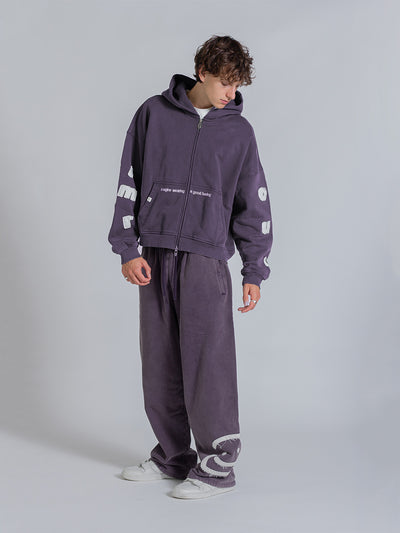 FLOATING LETTERS ZIP UP - MIDNIGHT LAVENDER