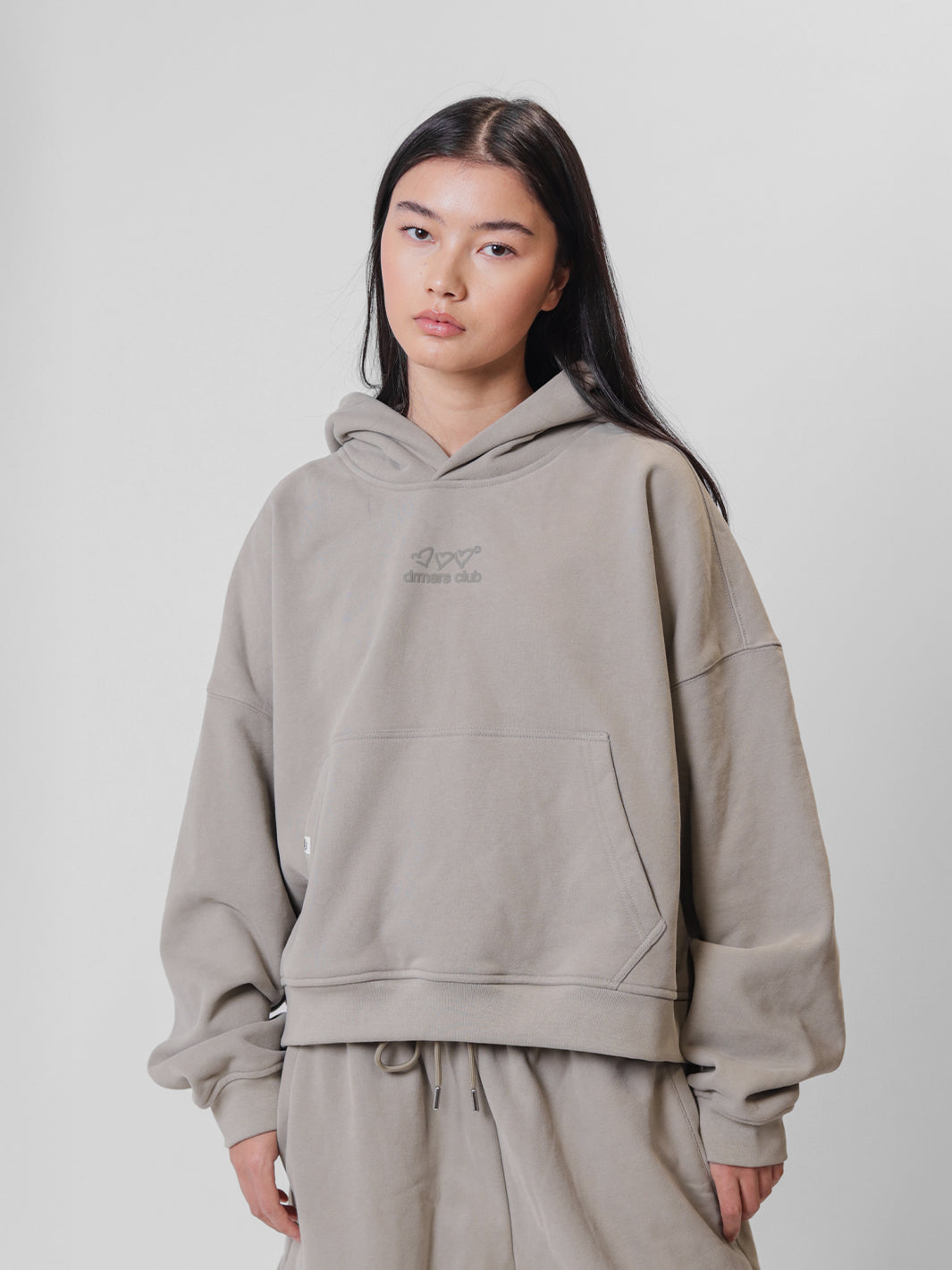 OPEN HEARTS BOXY HOODIE - BEIGE