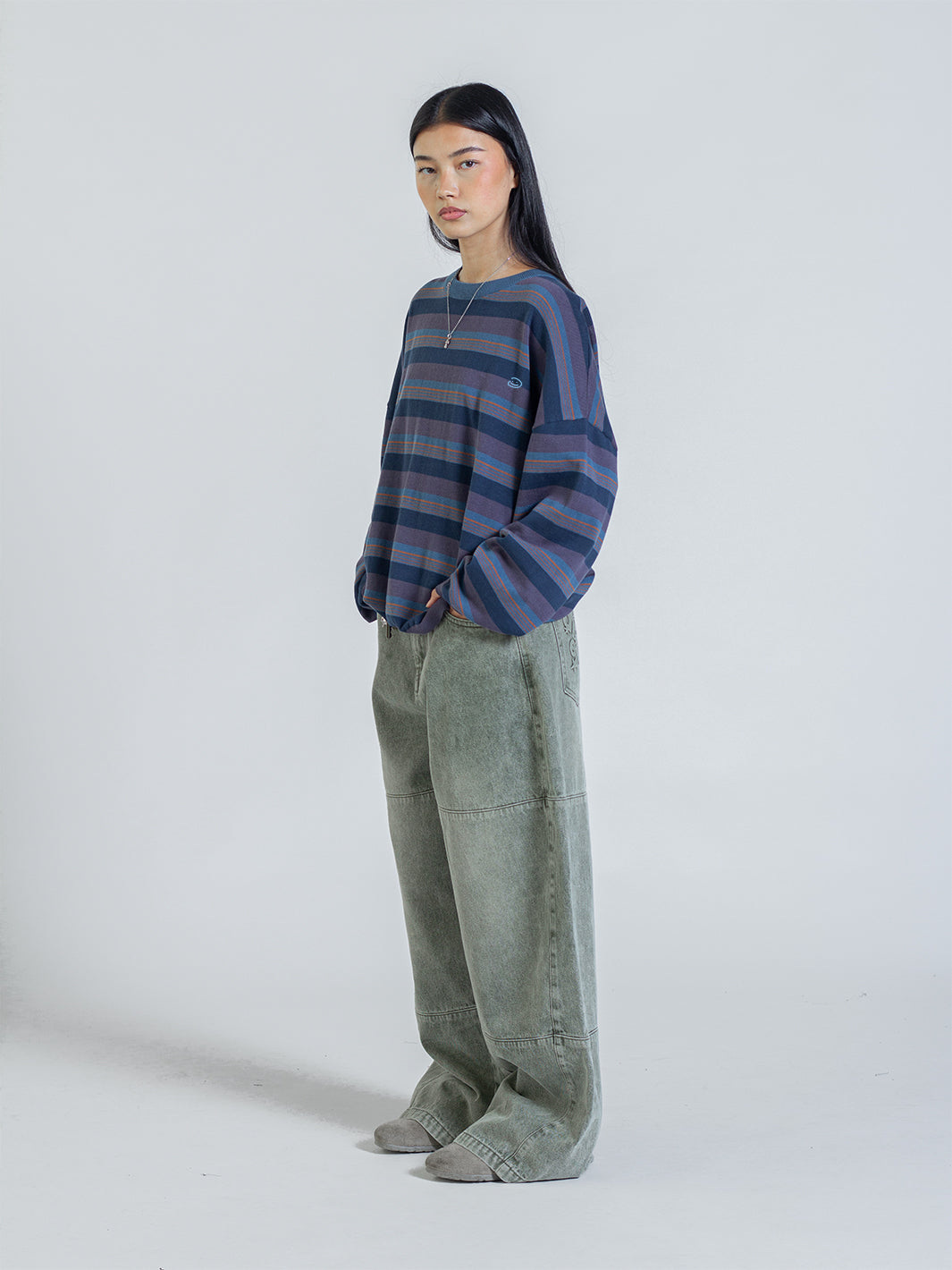 STRIPED LONG SLEEVE - NAVY