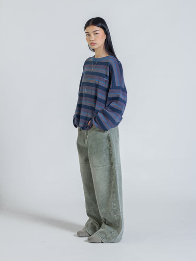 STRIPED LONG SLEEVE - NAVY