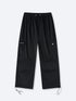SMILEY LOGO PARACHUTE PANTS - BLACK
