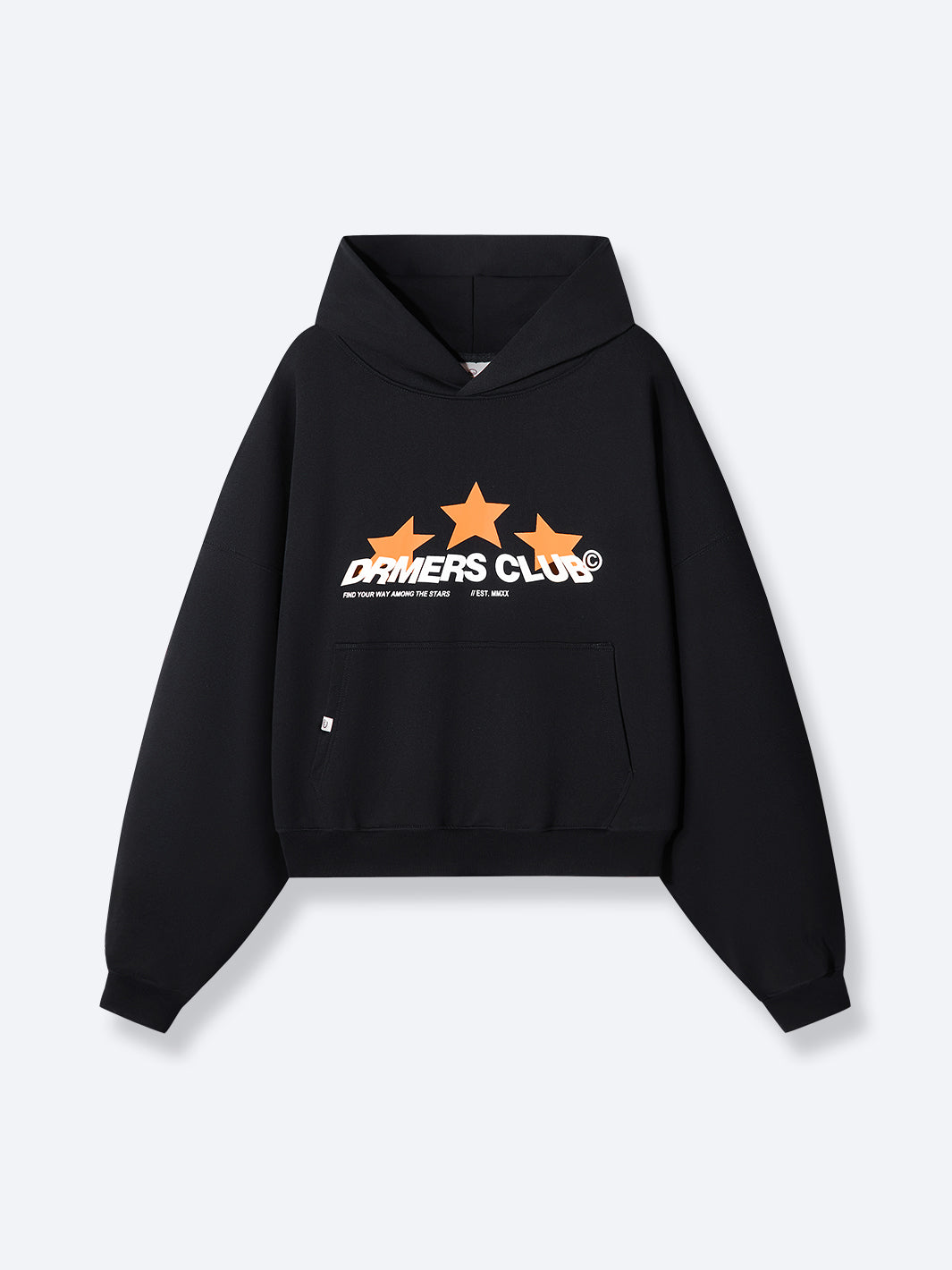 TRIPLE STAR BOXY HOODIE - BLACK