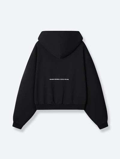 TRIPLE STAR BOXY HOODIE - BLACK